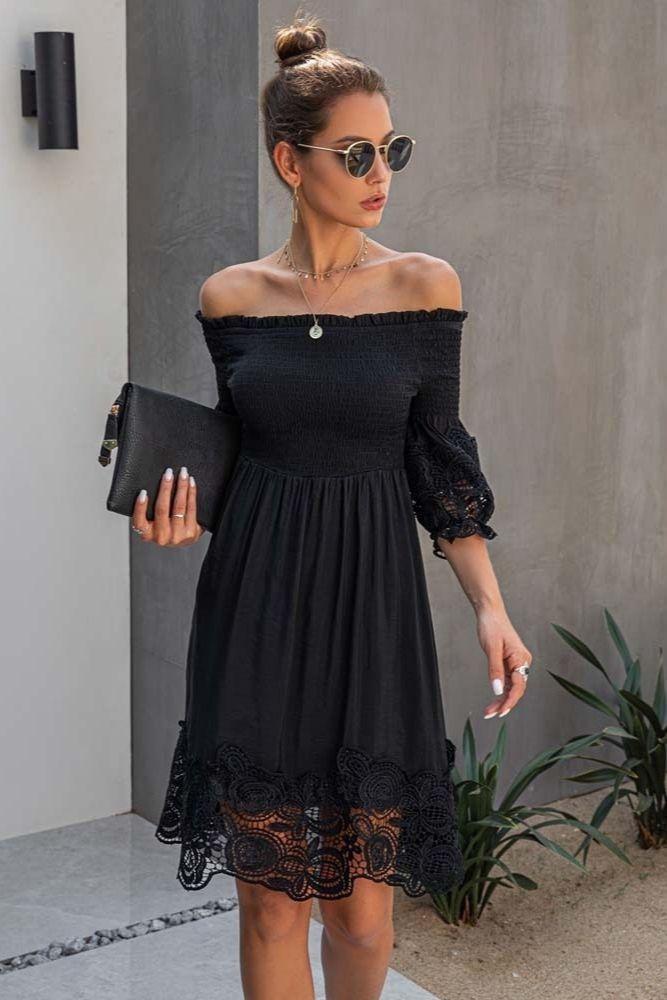 Black Boho Dress Short